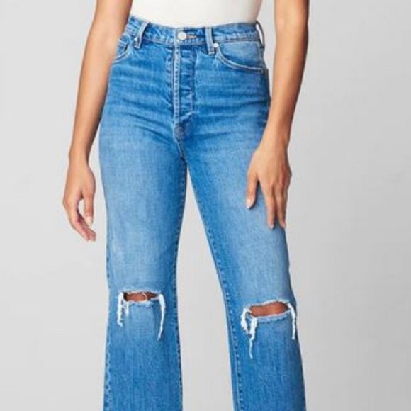 BLANK NYC Baxter Rib Cage Ripped High Waist Crop Five Pocket Jeans Size 25 - Picture 2 of 12